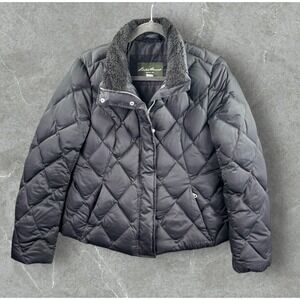 Eddie Bauer Puffer Jacket Women MP Black 650 Goose Down Fill‎ Ski Snowboard Cozy